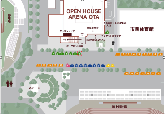 ▼▼緑色テント➀が「ギャレリア」企業ブース▼▼▼